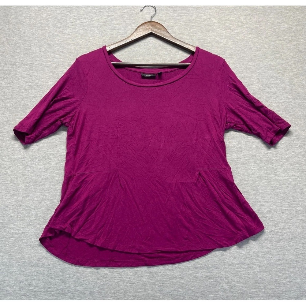 Apt 9 Tunic Top Womens XL Magenta Rayon 3/4 Sleeve Scoop Neck Casual Everyday